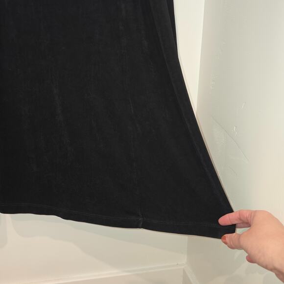 Vintage Coldwater Creek Maxi Dress Size L Black Short Sleeeve Travel Knit Slink - Picture 4 of 7